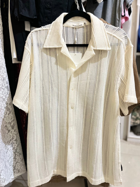 MATINEE Hollow Patch Work Polo Collar Shirts